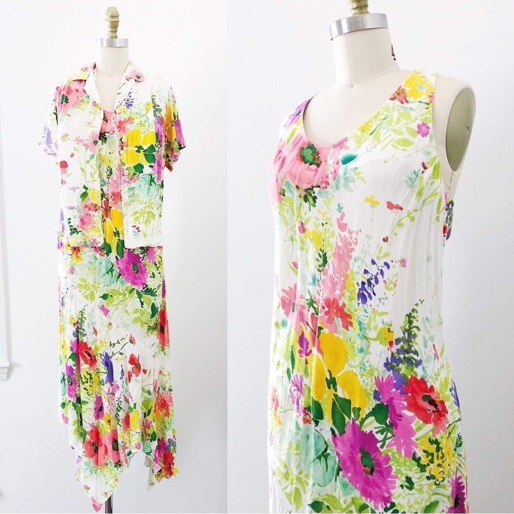 JAMS World • vintage midi dress floral top Hawaiian Cottage Bouquet W310 W624